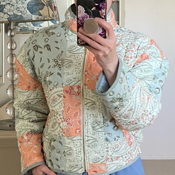 7 For All Mankind Quilted Patchwork Floral Paisley Bomber Jacket NWT XS - Picture 11 of 12